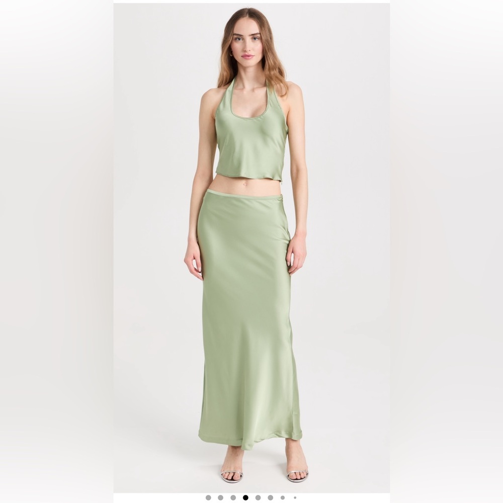 Lioness Satin Green Top & Skirt Set